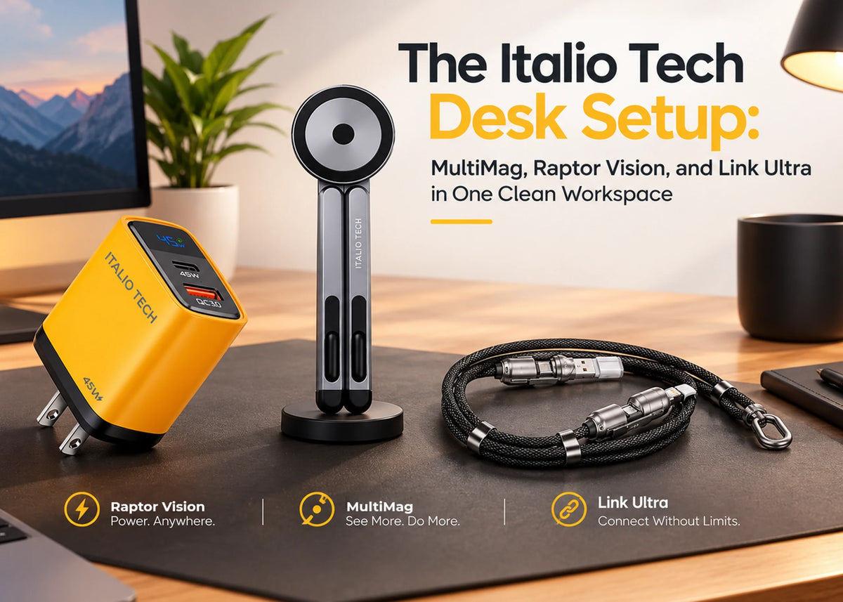 The Italio Tech Desk Setup: MultiMag, Raptor Vision, and Link Ultra in One Clean Workspace